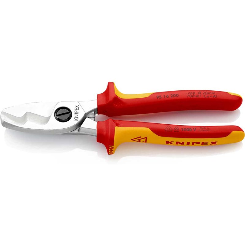 Knipex 95 16 200 VDE Cable Shears with Twin Cutting Edge 200mm 95 16 200 SB