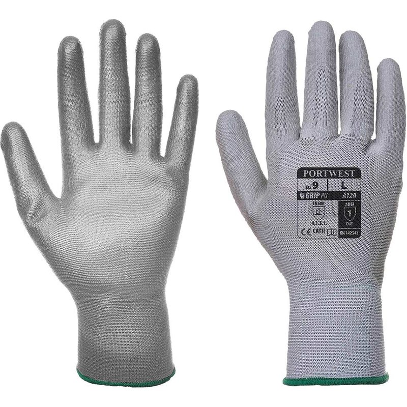 Portwest PU Palm General Handling Grip Gloves Grey M