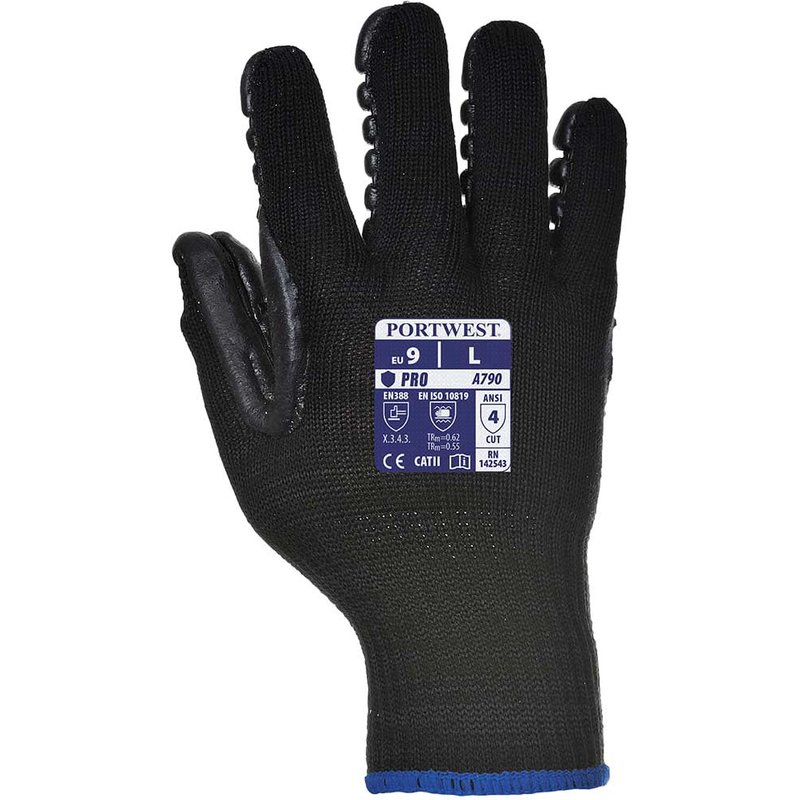 Portwest Anti Vibration Gloves Black L Pack of 1
