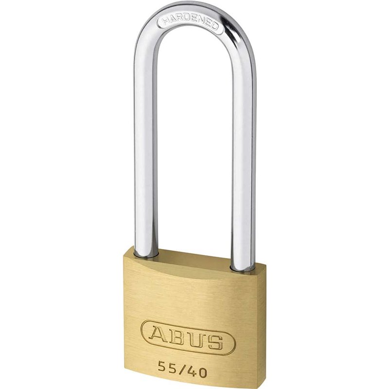 ABUS Mechanical 55/40mm Brass Padlock 63mm Long Shackle Carded 10035080-01