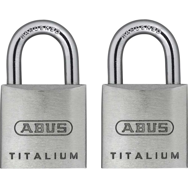 ABUS Mechanical 64TI/20mm TITALIUMâ„¢ Padlock Carded Twin Pack 10056373-01