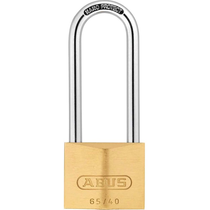 ABUS Mechanical 65/40mm Brass Padlock 63mm Long Shackle Carded 10009857-01