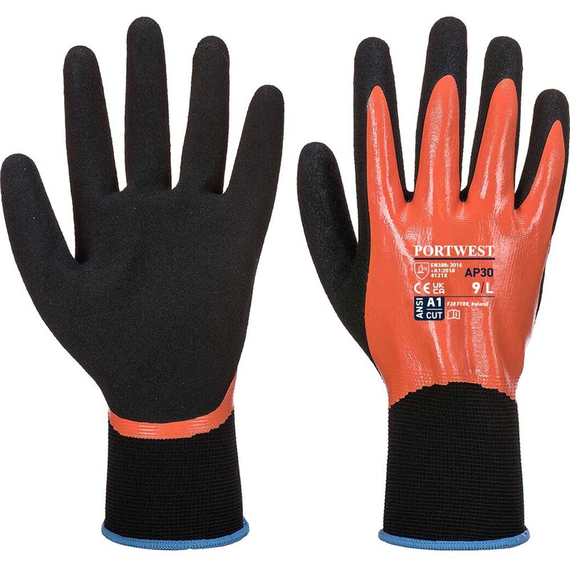 Portwest Dermi Pro Nitrile Gloves Orange / Black L Pack of 1