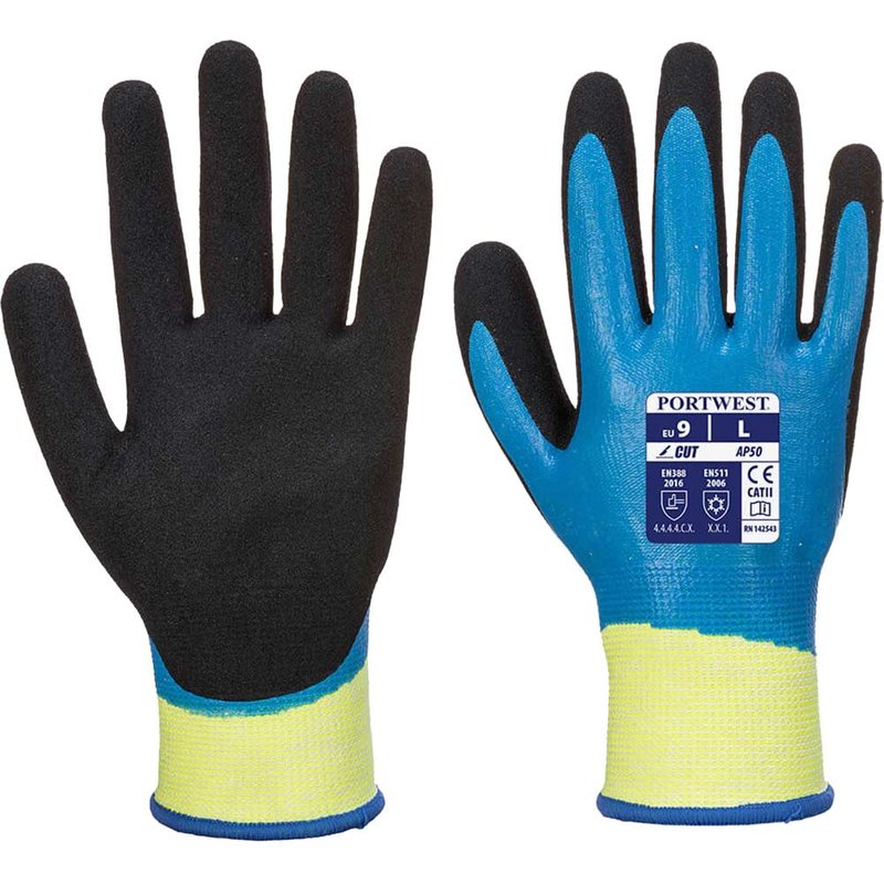 Portwest Aqua Cut Pro Cut Resistant Nitrile Gloves Blue / Black XL Pack of 1