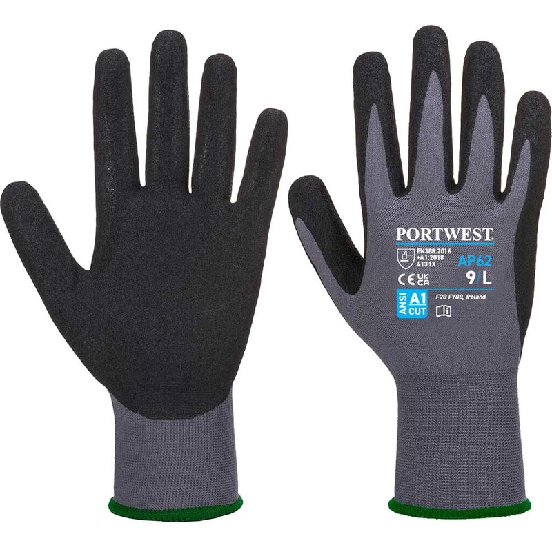 Portwest Dermiflex Aqua Water Repellent Gloves Grey/ Black S
