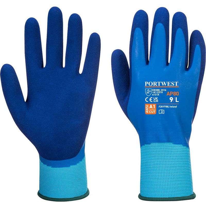 Portwest Liquid Pro Waterproof Grip Gloves Blue 2XL