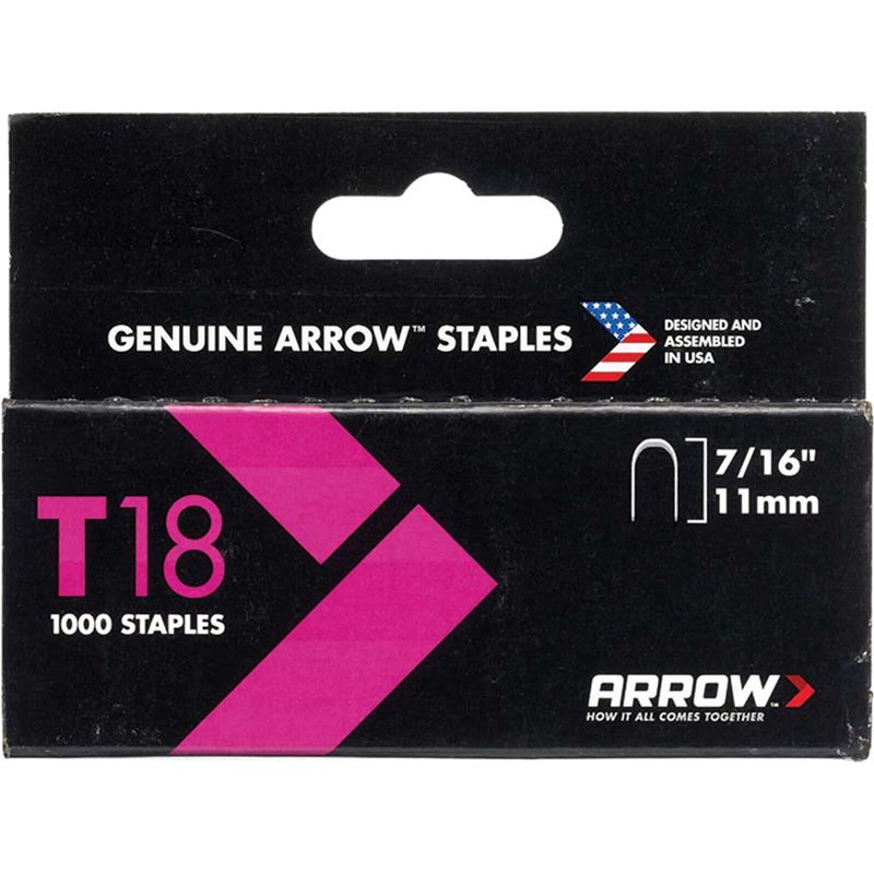 Arrow T18 Staples 11mm (7/16in) (Box 1000) A187