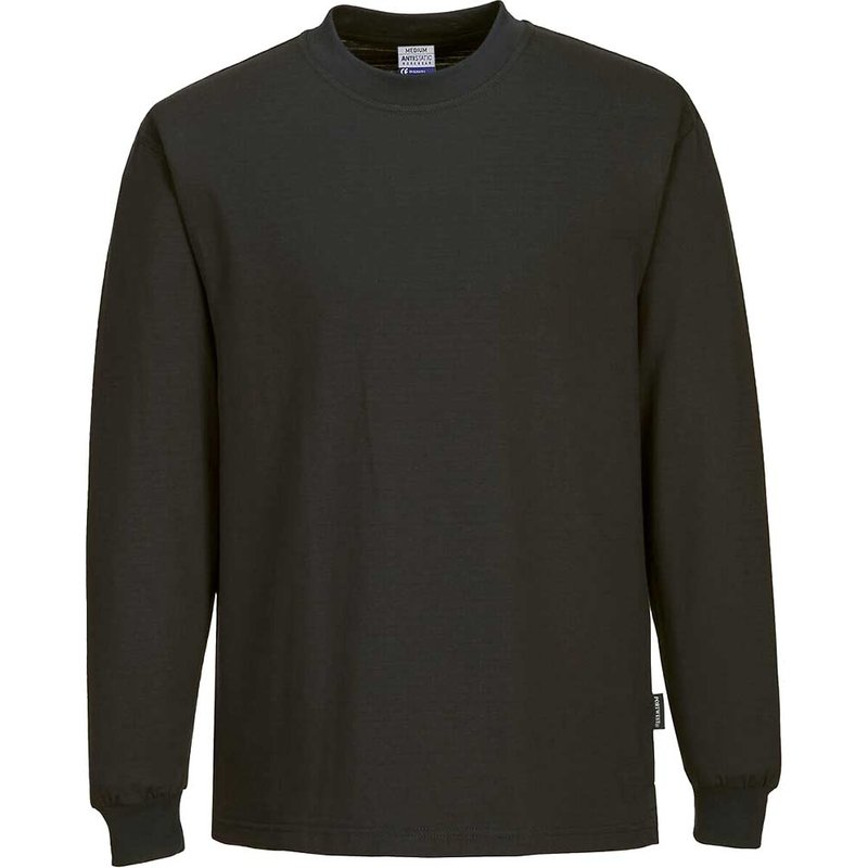 Portwest Anti Static ESD Long Sleeve T Shirt Black M