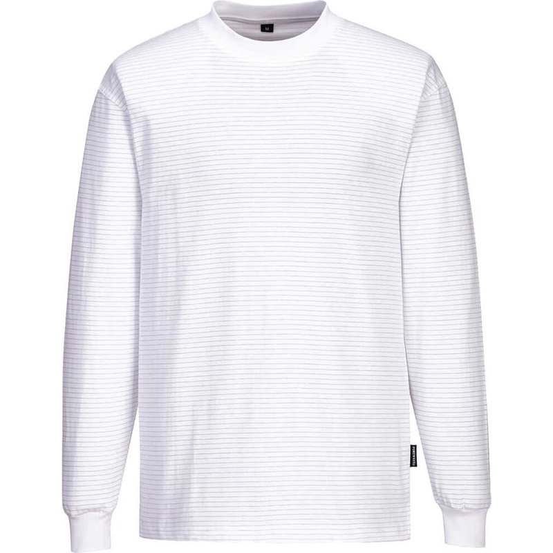 Portwest Anti Static ESD Long Sleeve T Shirt White L