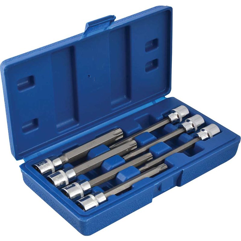 BlueSpot Tools 3/8in Drive Extra Long TORX Socket Bit Set, 7 Piece 01514