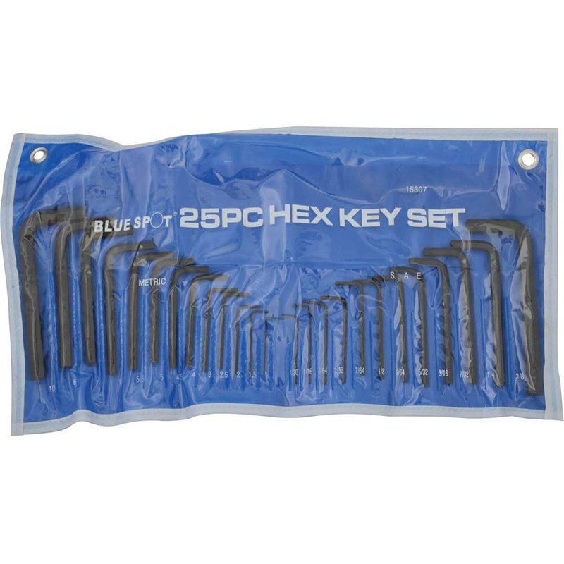 BlueSpot Tools Metric & Imperial Hexagon Key Pouch Set, 25 Piece 15307