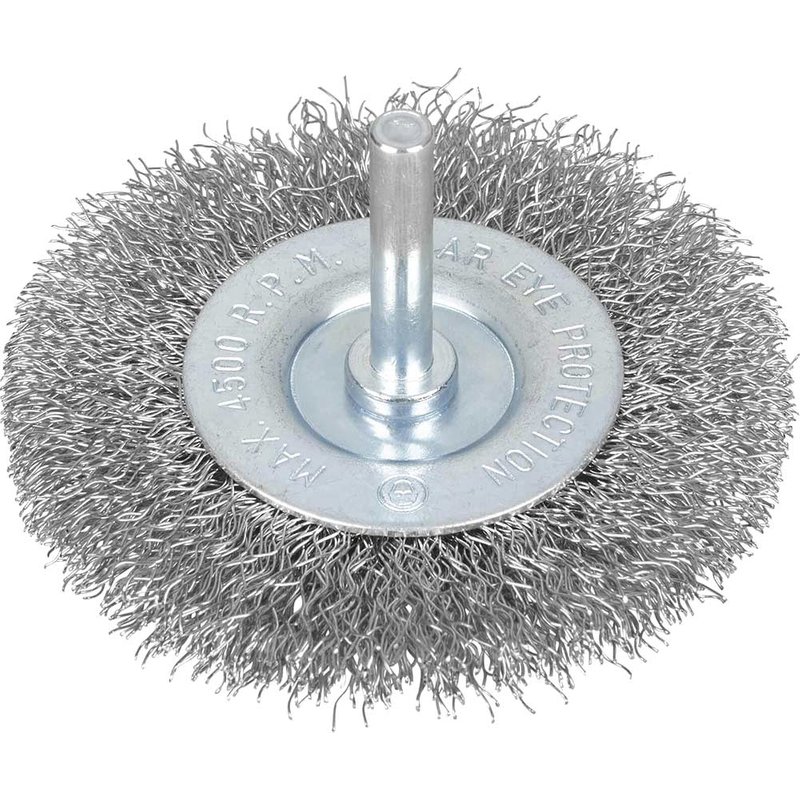 BlueSpot Tools Flat Steel Wire Wheel Brush 75mm x 6mm Arbor 19222