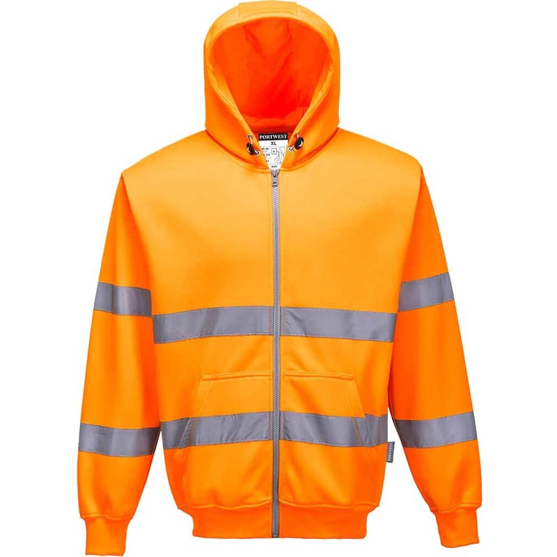 Portwest Zip Front Class 3 Hi Vis Hoodie Orange 3XL