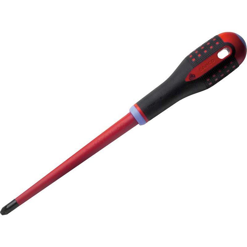 Bahco ERGOâ„¢ Slim VDE Insulated Pozidriv Screwdriver PZ2 x 80mm BE-8820SL