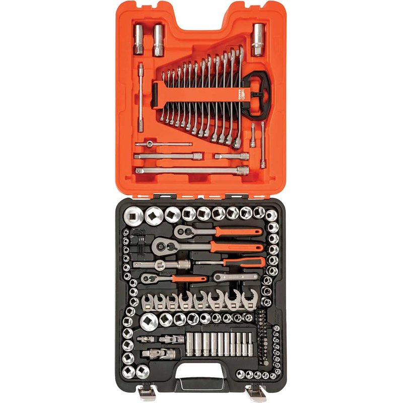 Bahco S138 138 Piece Combination Drive Hex Socket, Screwdriver Bit and Crows Foot Spanner Set Metric Combination