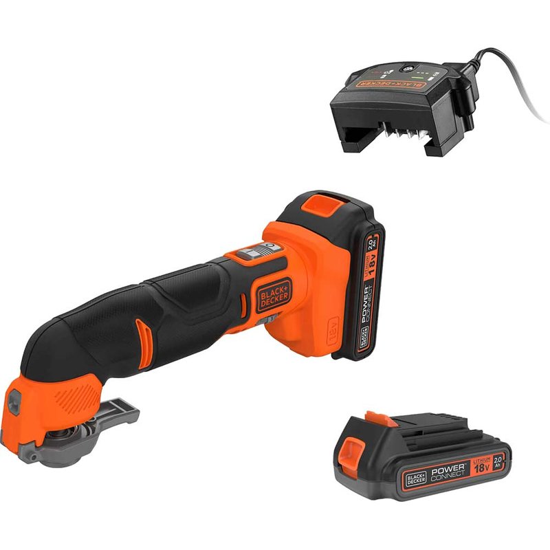 Black and Decker BDCOS18 18v Cordless OIS Oscillating Multi Tool 2 x 2ah Li-ion Battery Charger Case & Accessories