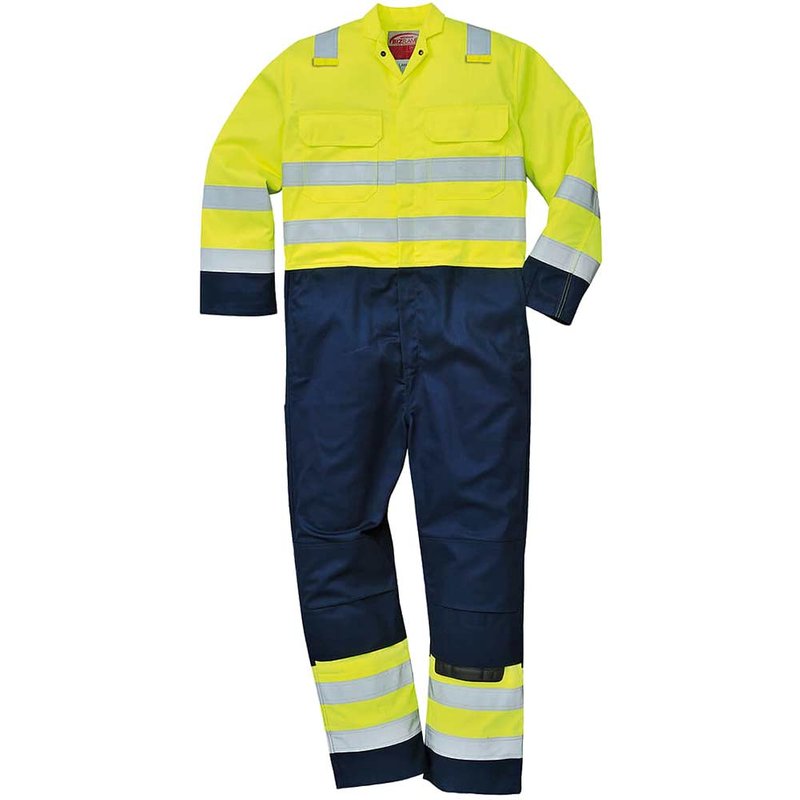 BizFlame Pro Flame Resistant Hi Vis Coverall Yellow / Navy 2XL