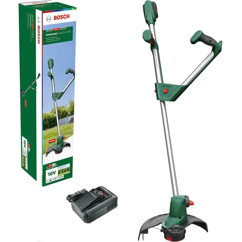 Bosch UNIVERSALGRASSCUT 18V-26 P4A 18v Cordless Grass Trimmer Edger 260mm 1 x 2.5ah Li-ion Battery Charger