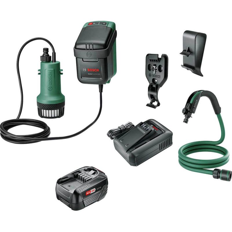 Bosch GARDENPUMP 18-2000 P4A 18v Cordless Submersible Water Pump 1 x 2.5ah Li-ion Battery Charger
