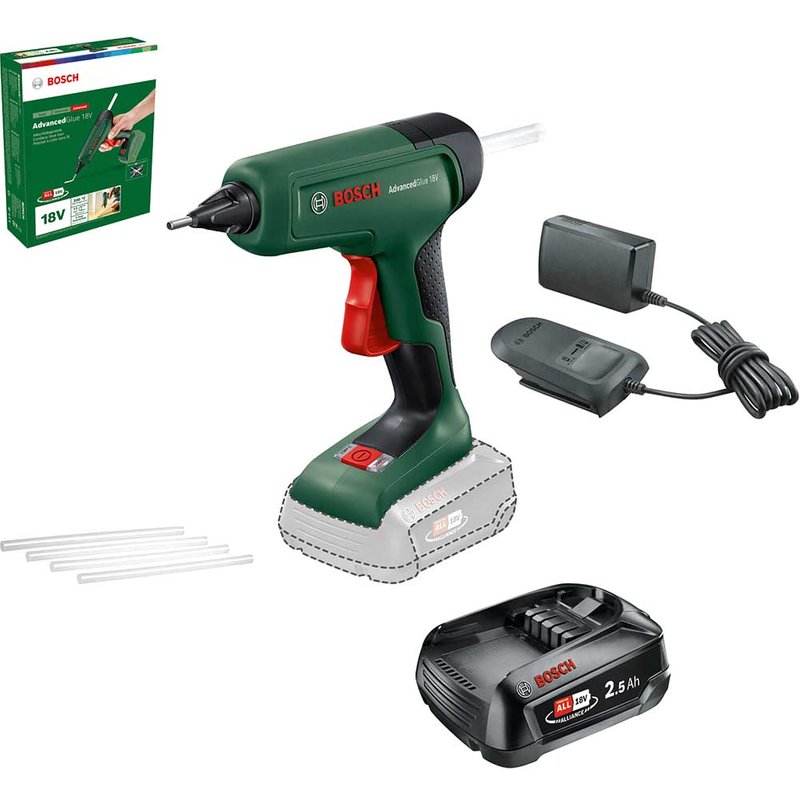 Bosch ADVANCEDGLUE P4A 18v Cordless Hot Glue Gun 1 x 2.5ah Li-ion Battery Charger No Case