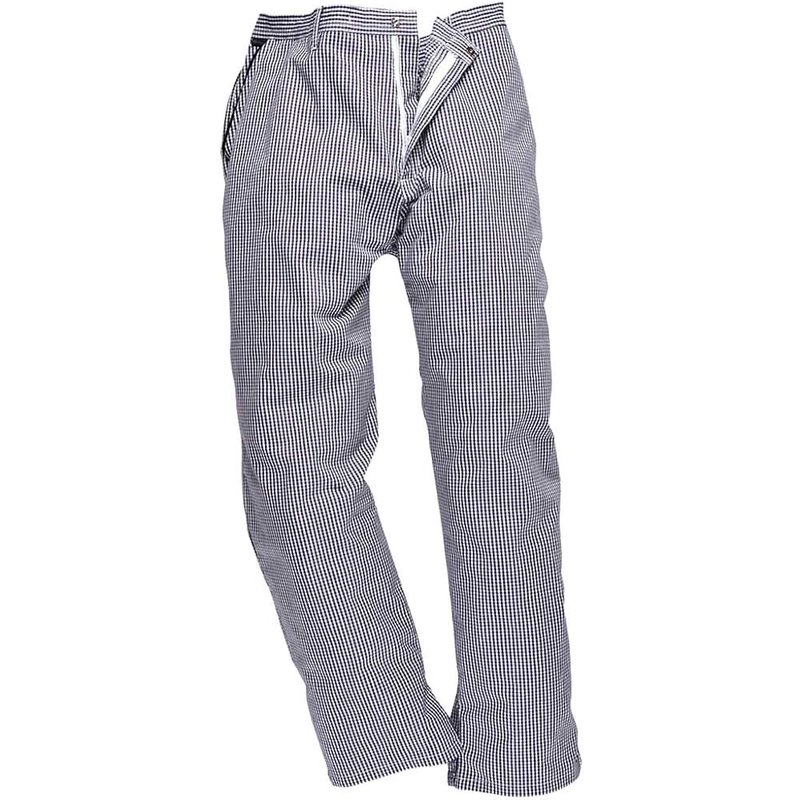 Portwest C075 Barnet Chefs Trousers Check Blue / White 2XL 31"