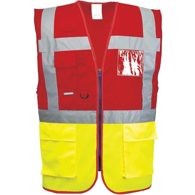 Portwest Paris Executive Class 1 Hi Vis Vest Yellow / Red L