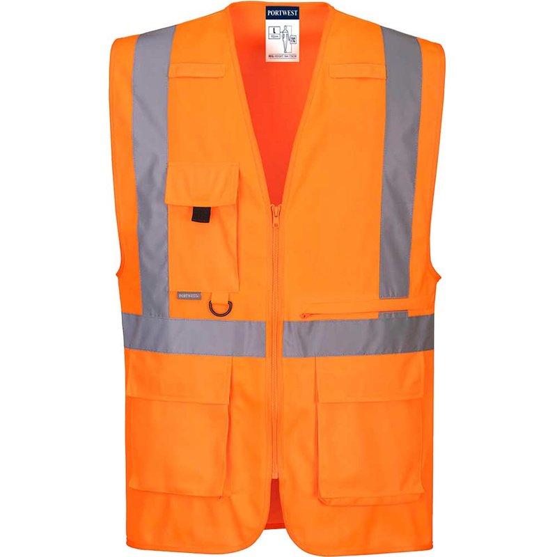 Portwest Executive Tablet Pocket Hi Vis Vest Orange L