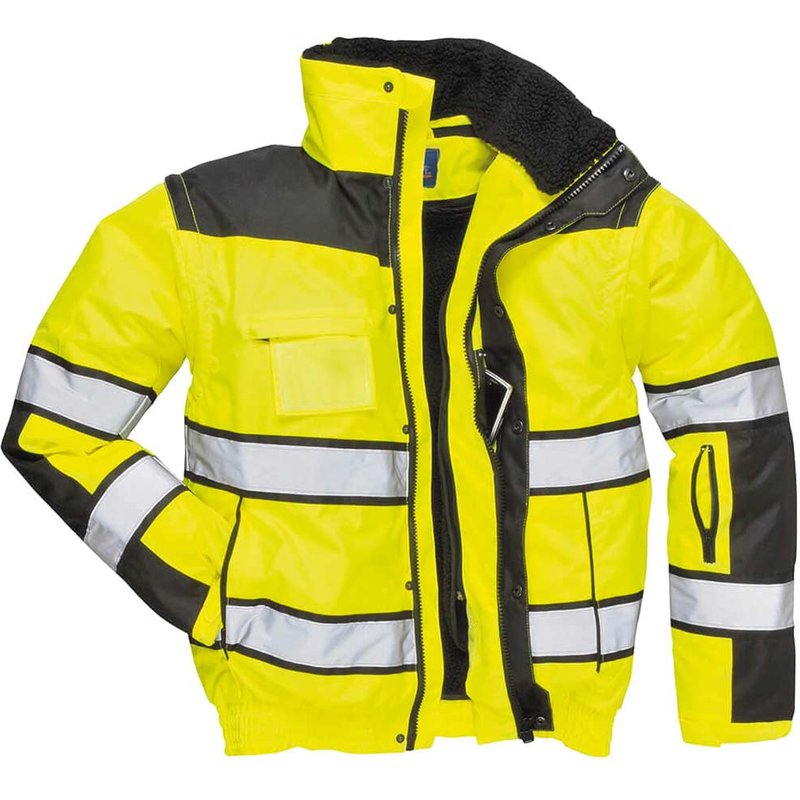 Oxford Weave 300D Hi Vis Classic Bomber Jacket Yellow / Black XS