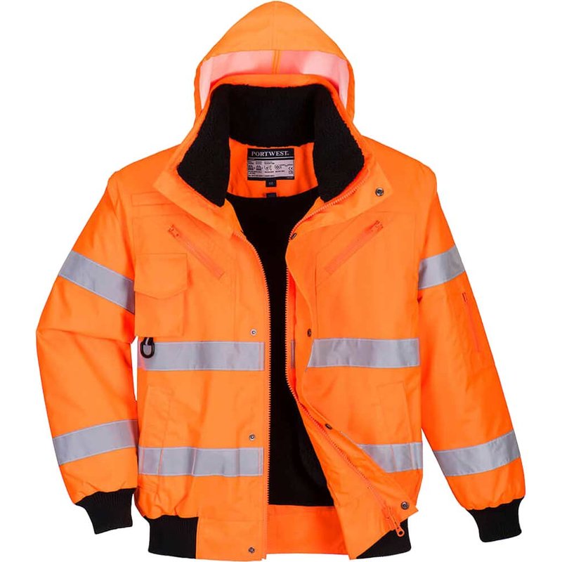 Oxford Weave 300D Class 3 Hi Vis Bomber Jacket Orange M