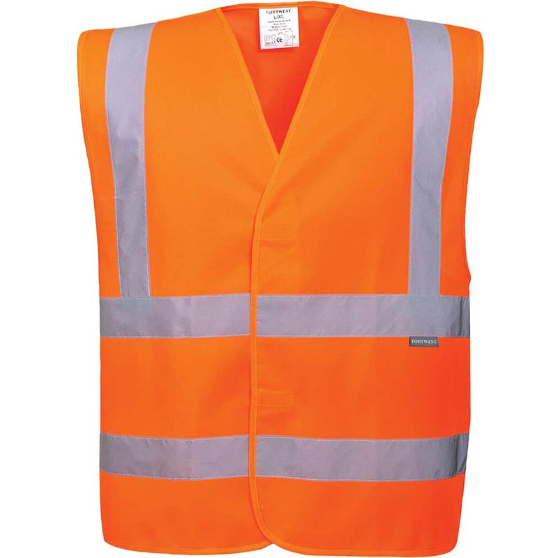 Portwest Two Band and Brace Class 2 Hi Vis Waistcoat Orange L / XL