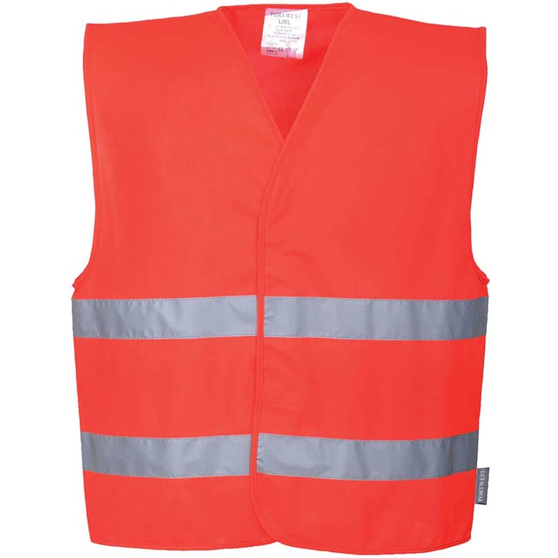 Portwest Two Band Class 2 Hi Vis Waistcoat Red L / XL