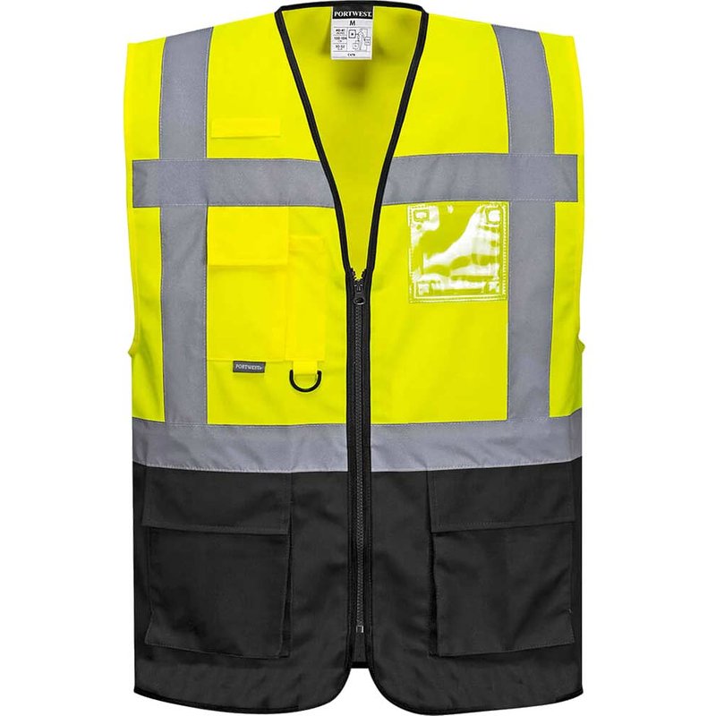 Portwest Warsaw Executive Class 1 Hi Vis Vest Yellow / Black S