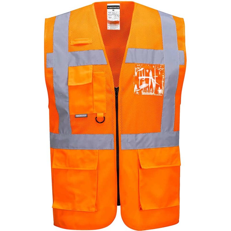 Portwest Madrid Hi Vis Half Mesh Executive Vest Orange 2XL