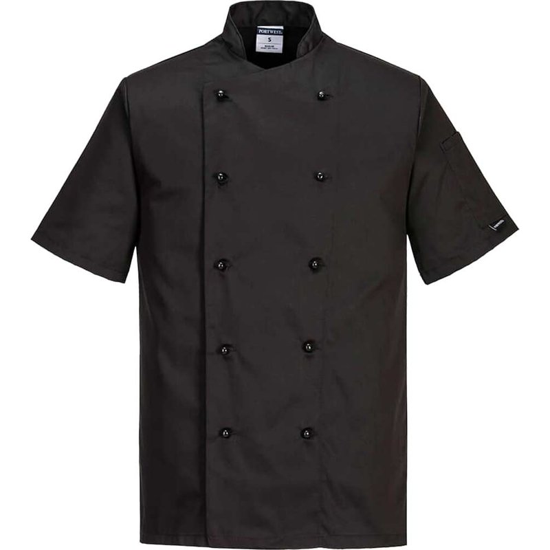 Portwest Kent Mens Chefs Short Sleeve Jacket Black 4XL