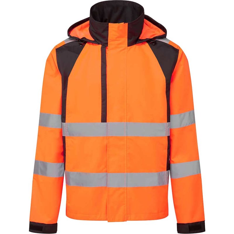 Portwest WX2 Eco Hi Vis Waterproof Rain Jacket Orange / Black 2XL