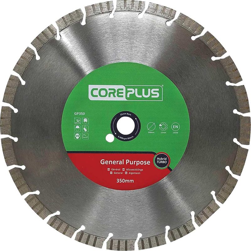 CorePlus GP350 General-Purpose Hybrid Turbo Diamond Blade 350mm CORDBGP350