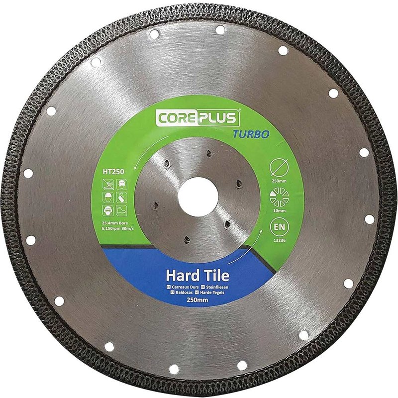 CorePlus HT250 Hard Tile Turbo Diamond Blade 250mm CORDBHT250