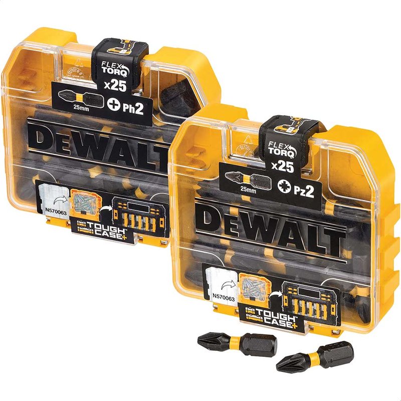 DeWalt 50 Piece Tough Case Torsion Flex Torq Phillips and Pozi Screwdriver Bit Set FREE Magnetic Bit Holder