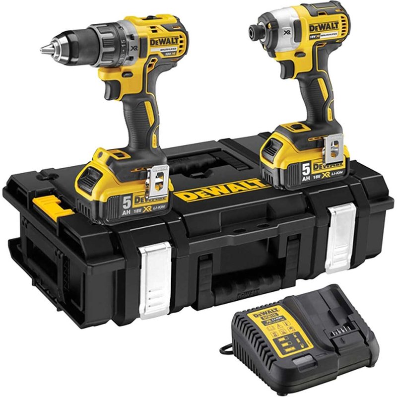 DeWalt DCK266P2 18v XR Cordless Brushless Combi Drill and Impact Driver ToughSystem Kit 2 x 5ah Li-ion Battery Charger Case