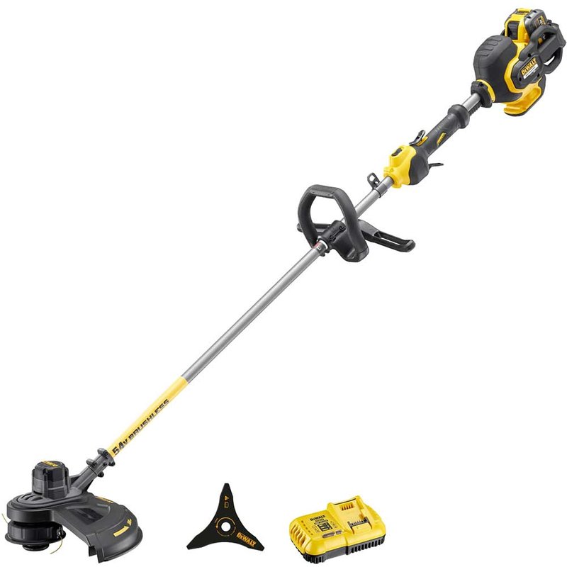 DeWalt DCM571 54v XR Cordless Brushless FLEXVOLT Brush Cutter and Grass Trimmer 1 x 9ah Li-ion Battery Charger No Case
