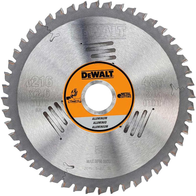 DeWalt Aluminium Cutting Saw Blade 216mm 48T 30mm