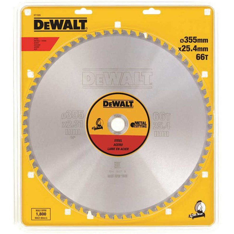 DeWalt Metal Steel Cutting Saw Blade 355mm 66T 25.4mm