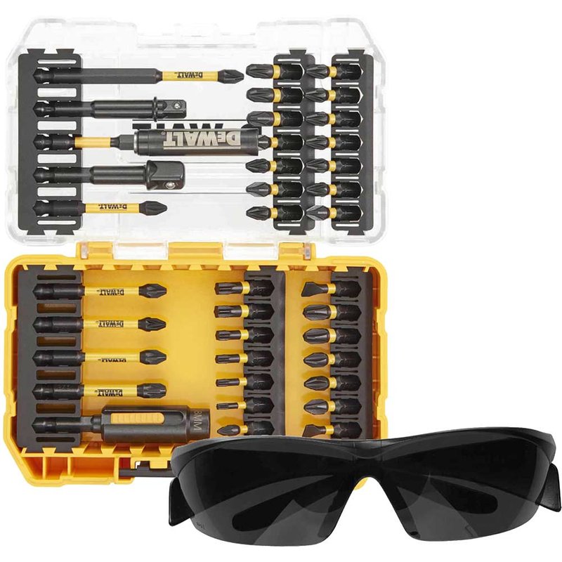 DEWALT Power Tools DT70740T FLEXTORQâ„¢ Bit Set, 38 Piece + Safety Glasses DT70740T-QZ