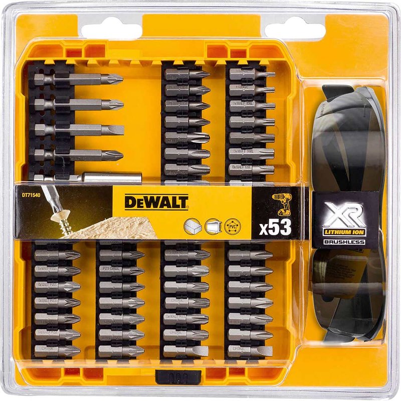 DeWalt 53 Piece Screwdriver Bit and Safety Sun Glasses Set