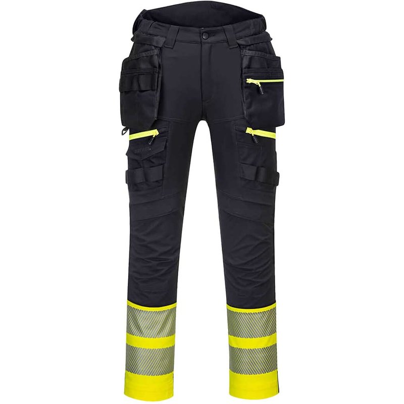 Portwest DX4 Hi Vis Detachable Holster Pocket Class 1 Trousers Yellow / Black 41" 31"