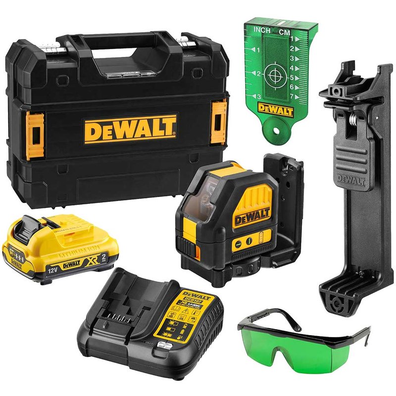 DEWALT Power Tools DCE088 D1G18 Self-Levelling Cross Line Green Beam Laser 12/18V 1 x 2.0Ah Li-ion DCE088D1G18-GB