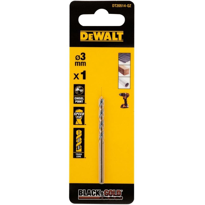 DEWALT Power Tools BLACK&GOLD HSS Drill Bit 3.0mm DT20514-QZ