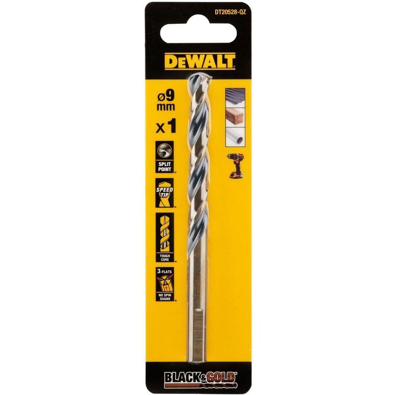 DEWALT Power Tools BLACK&GOLD HSS Drill Bit 9.0mm DT20528-QZ