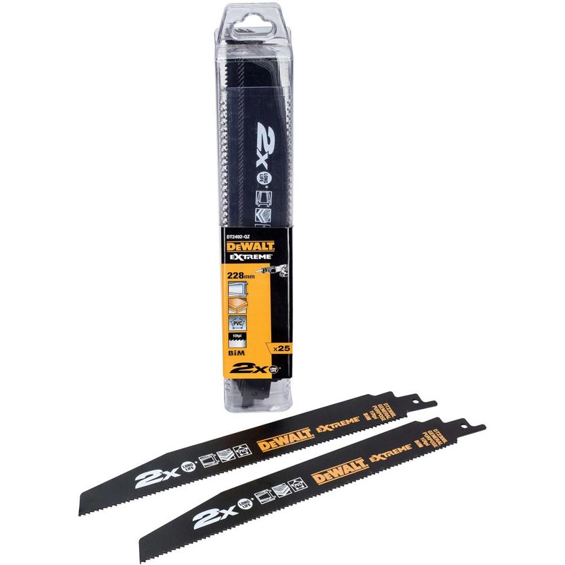 DeWalt Extreme 2X Life General Purpose Reciprocating Sabre Saw Blades 228mm Pack of 25