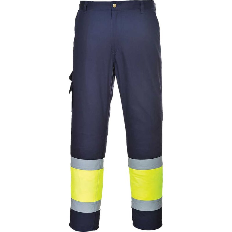 Portwest Hi Vis Two Tone Combat Trousers Yellow / Navy M 32"